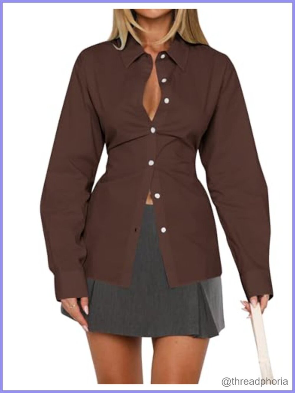 MISSACTIVER Women's Button Down Tunic Blouse Cotton Lapel Collar Long Sleeve